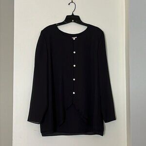 🖤 Vintage Brownstone Studio New York Women’s Black Long-Sleeve Blouse
